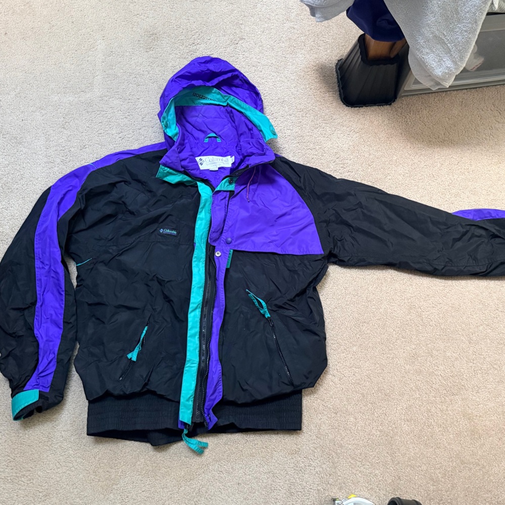 Columbia Black and Purple Raincoat